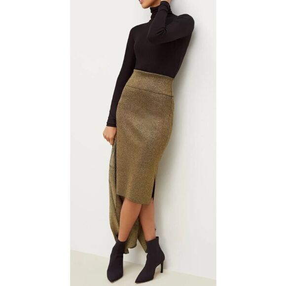 M.M. Lafleur The Harlem Skirt - Gold Knit NWT Sz. S - Picture 1 of 6